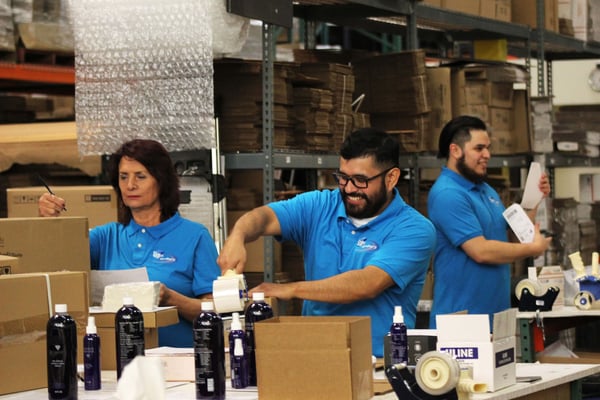 people packing the products